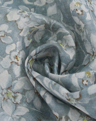 Eton Floral Linen Pocket Square Grey 1 2