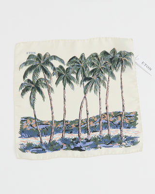 Eton Silk Palm Tree Print Pocket Square Green 1