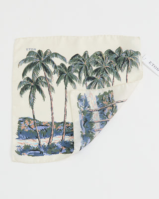 Eton Silk Palm Tree Print Pocket Square Green 1 1