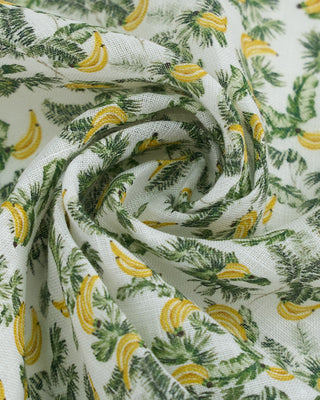 Eton Banana Leaf Print Linen Pocket Square Green 1 2