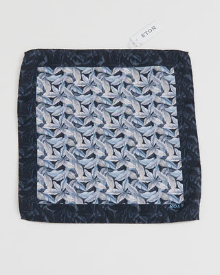 Eton Silk Floral Pocket Square Navy 1