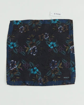 Eton Silk Floral Pocket Square Midnight 1