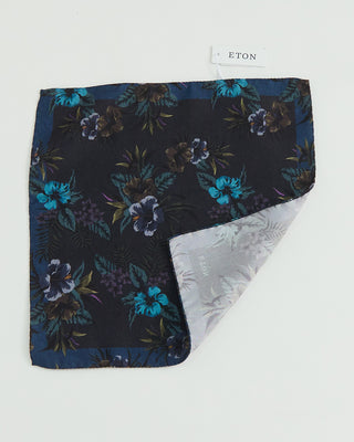 Eton Silk Floral Pocket Square Midnight 1 1