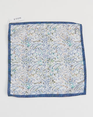 Eton Silk Paisley Print Pocket Square White 1