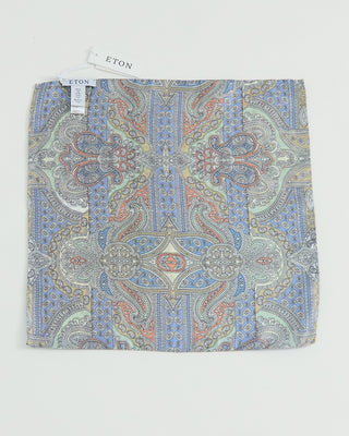 Eton Silk Paisley Print Pocket Square Light Blue 1 1