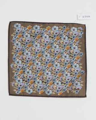 Eton Silk Floral Pocket Square Brown 1