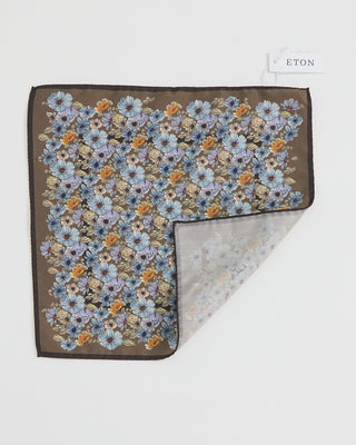 Eton Silk Floral Pocket Square Brown 1 1