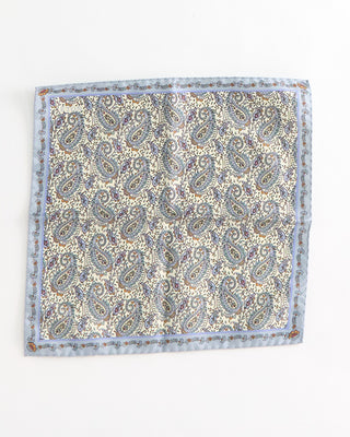 Eton Silk Paisley Print Pocket Square Light Blue 