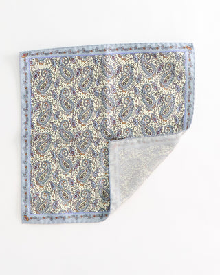 Eton Silk Paisley Print Pocket Square Light Blue  1