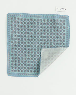 Eton Silk Medallion Pocket Square Light Blue 1