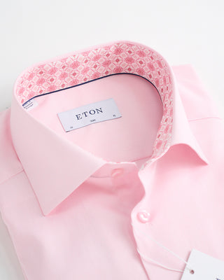 Eton Twill Slim Shirt W Contrast Collar Pink  1