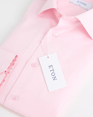 Eton Twill Slim Shirt W Contrast Collar Pink  3