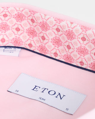 Eton Twill Slim Shirt W Contrast Collar Pink  4