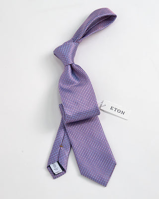 Eton Geometric Woven Silk Tie Pink 1