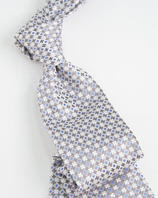 Eton Floral Silk Tie Silver  1