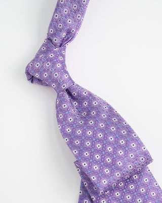 Eton Geometric Silk Tie Purple  1