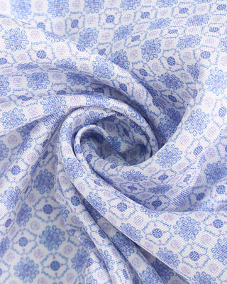 Eton Artistic Print Silk Pocket Square Light Blue  2