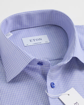 Eton Micro Check Contemporary Shirt Blue 1 2
