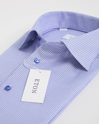 Eton Micro Check Contemporary Shirt Blue 1 3