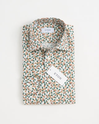 Eton Pineapple Print Slim Cotton Tencel Shirt Multi 1