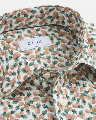 Eton Pineapple Print Slim Cotton Tencel Shirt Multi 1 1