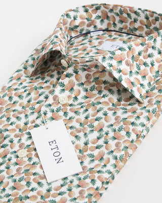 Eton Pineapple Print Slim Cotton Tencel Shirt Multi 1 3