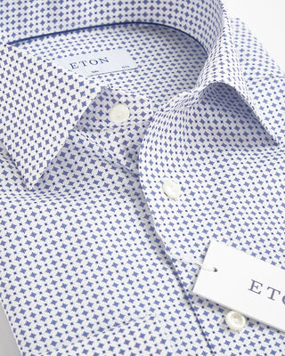 Eton Micro Pattern Print Mid Blue Slim Shirt Blue 1 1