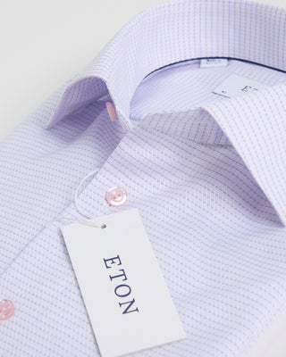 Eton Micro Check Slim Shirt Pink 1