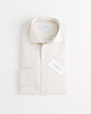 Eton Semi Solid Twill Slim Shirt Beige 