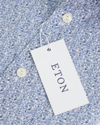 Eton Mini Floral Print Slim Shirt Light Blue 1 3
