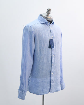 Eton Solid Spread Collar Slim Linen Shirt Light Blue 1 3