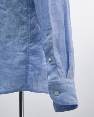 Eton Solid Spread Collar Slim Linen Shirt Light Blue 1 5