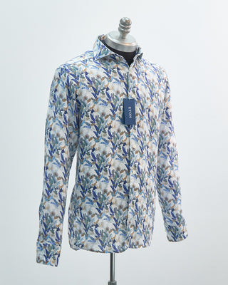 Eton Big Leaf Linen Contemporary Shirt Blue 1