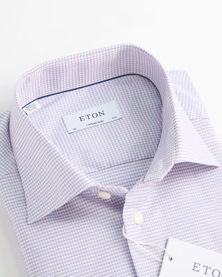 Eton Micro Check Contemporary Shirt Pink  1