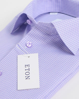 Eton Micro Check Contemporary Shirt Purple 1 3