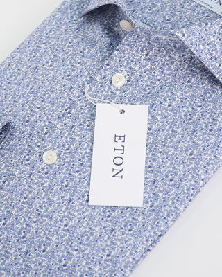 Eton Mini Floral Print Contemporary Shirt Light Blue 1 3
