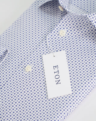 Eton Micro Pattern Print Mid Blue Contemporary Shirt Blue 1 3