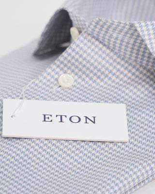 Eton Check Melange Twill Contemporary Shirt Light Blue 1 3