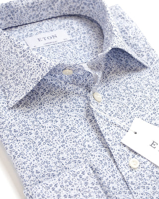 Eton Micro Floral Print Contemporary Shirt Light Blue  1
