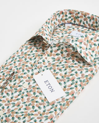 Eton Pineapple Print Contemporary Cotton Tencel Shirt Multi 1 1