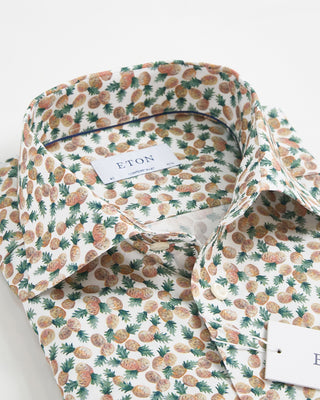 Eton Pineapple Print Contemporary Cotton Tencel Shirt Multi 1 2