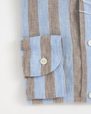 Eton Striped Linen Contemporary Shirt Beige 1
