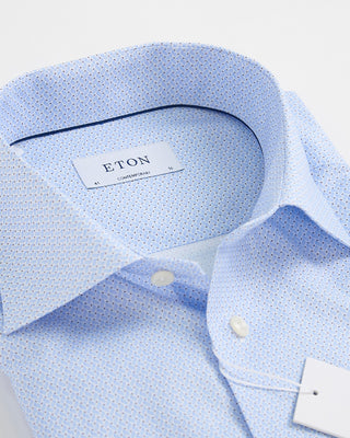 Eton Light Blue Geometric Micro Print Twill Contemporary Shirt Light Blue 1 2