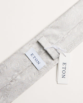 Eton Silver Paisley Woven Silk Tie Silver 4 741