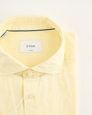 Eton Short Sleeve Regular Fit Linen Shirt Yellow 4 1735
