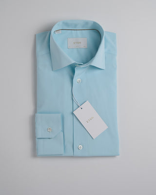 Eton Slim Light Green Chambray Elevated Poplin Shirt Light Green 337