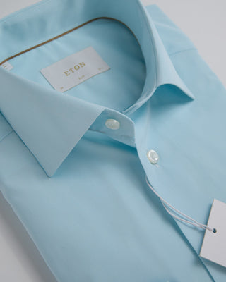 Eton Slim Light Green Chambray Elevated Poplin Shirt Light Green 339