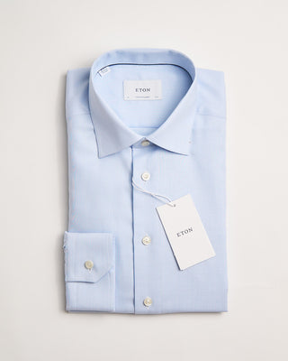 Eton Contemporary Light Blue Melange Semi Solid Fine Twill Shirt Light Blue 1 439