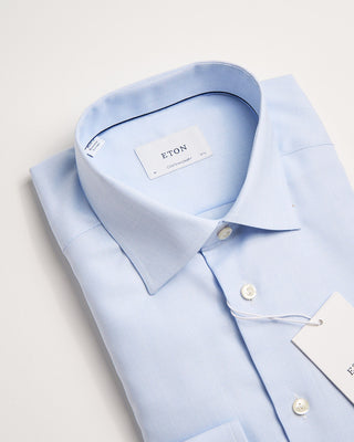 Eton Contemporary Light Blue Melange Semi Solid Fine Twill Shirt Light Blue 2 438