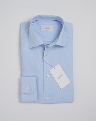 Eton Slim Light Blue Melange Semi Solid Fine Twill Shirt Light Blue 373